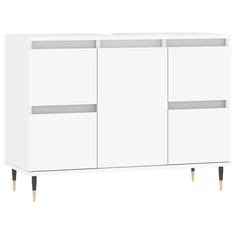 Armoire de salle de bain avec 4 tiroirs moderne 80 x 33 x 60 cm en bois d'ingénierie blanc 02_0049071