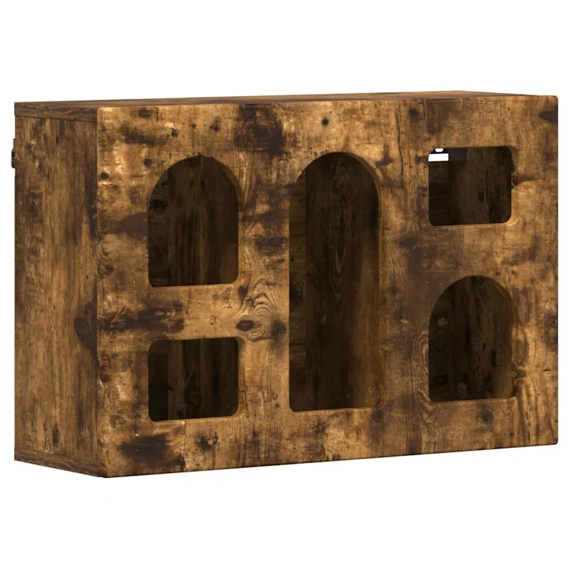Armoire suspendue moderne rectangulaire 60 x 20 x 40 cm grand espace de rangement en bois d'ingénierie chêne fumé 02_0054805