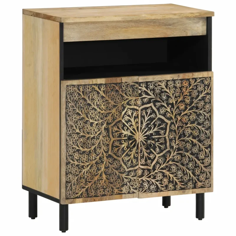 Armoire latérale rétro avec grand espace de rangement 60 x 33 x 75 cm en bois de manguier naturel 02_0047292