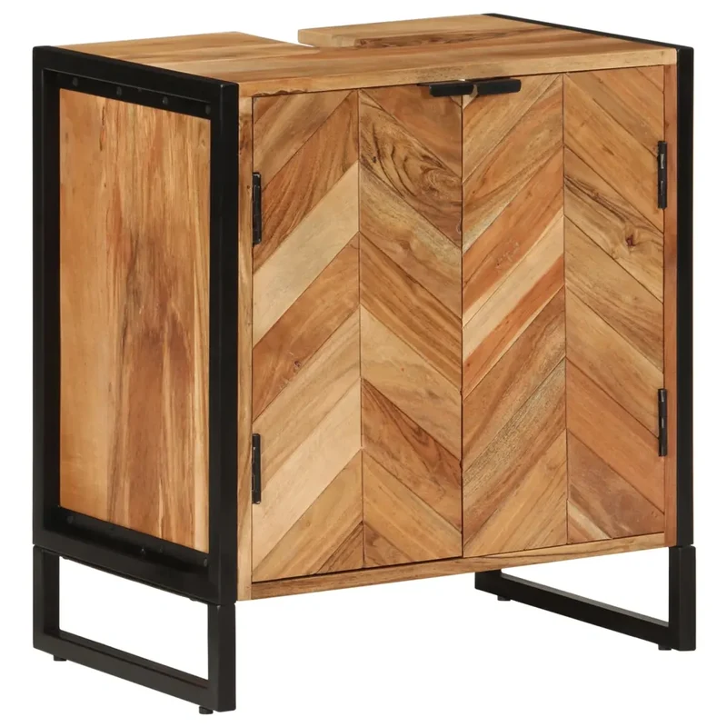 Armoire de salle de bain en bois 55 x 35 x 60 cm grand espace de rangement style naturel en acacia naturel 02_0047567