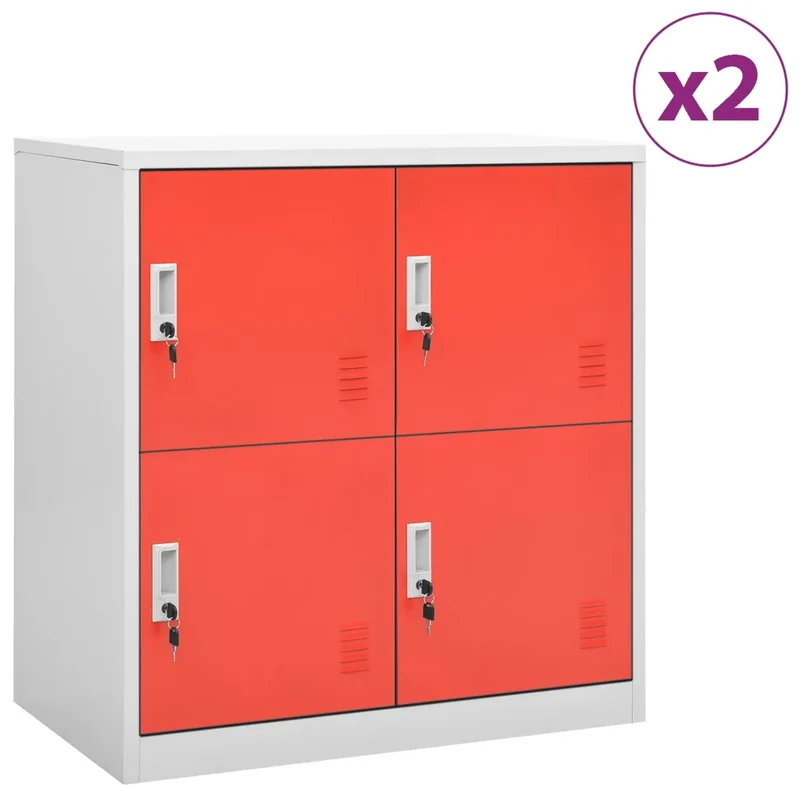Lot de 2 armoires à casiers modernes avec serrures 90 x 45 x 92,5 cm en acier gris 02_0055150