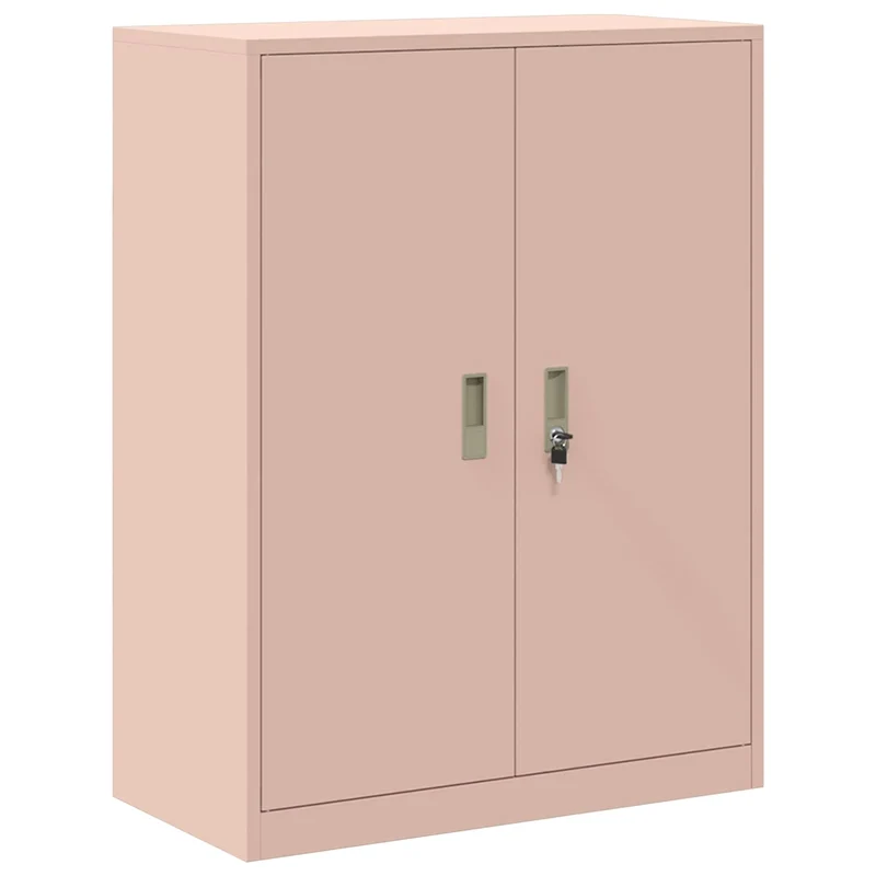Armoire de rangement moderne avec portes verrouillables et grande capacité bureau 80 x 40 x 105 cm en acier laminé à froid rose 02_0054840