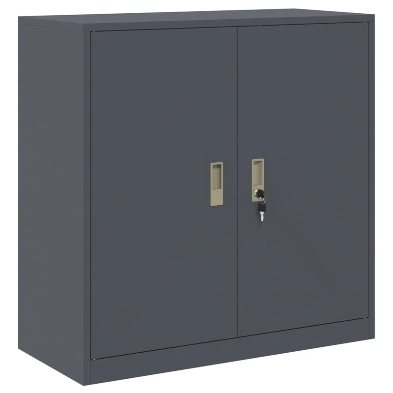 Armoire de rangement moderne avec portes verrouillables 90 x 40 x 90 cm en acier laminé à froid anthracite 02_0054817