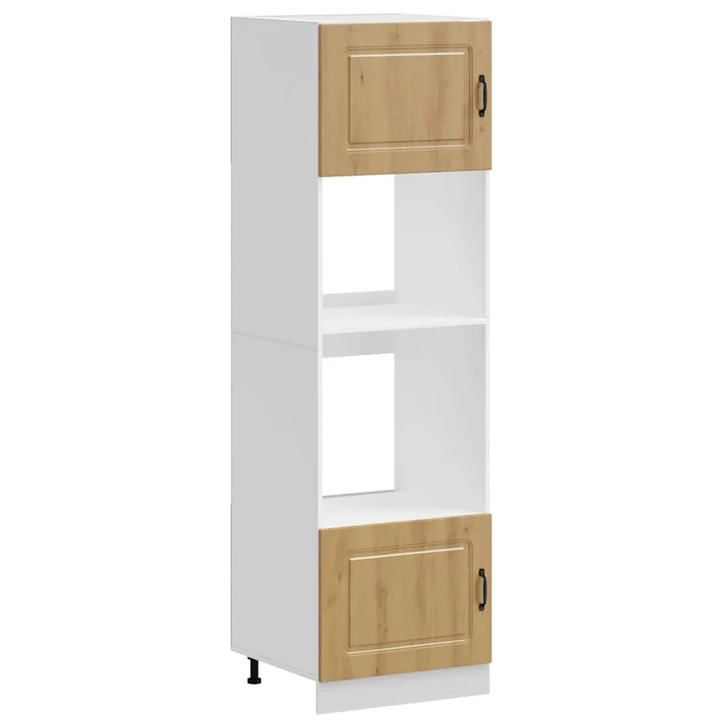Lot de 2 armoires à four classiques 60 x 57 x 207 cm espace de rangement pieds réglables en bois d'ingénierie chêne artisanal 02_0055705