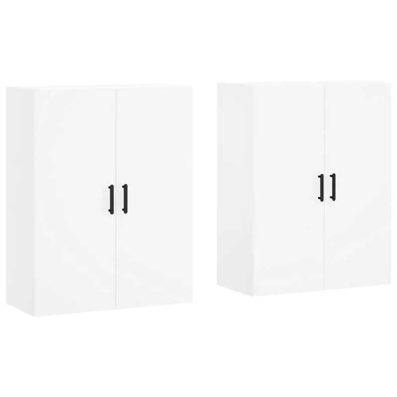 Lot de 2 armoires murales élégantes rangement pratique 69,5 x 34 x 90 cm en bois d'ingénierie blanc 02_0055363