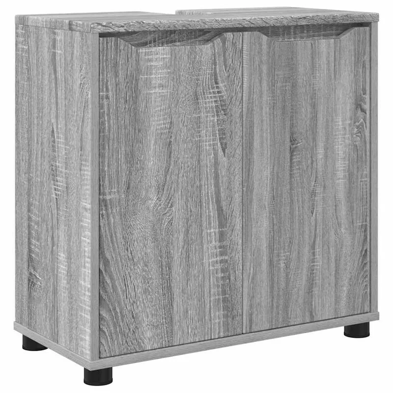 Armoire de lavabo moderne avec espace de rangement 60 x 30 x 60 cm en bois d'ingénierie gris sonoma 02_0054577