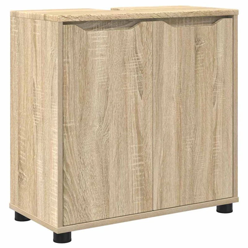 Armoire de lavabo moderne avec 2 étagères ajustables 60 x 30 x 60 cm en bois d'ingénierie chêne sonoma 02_0054573