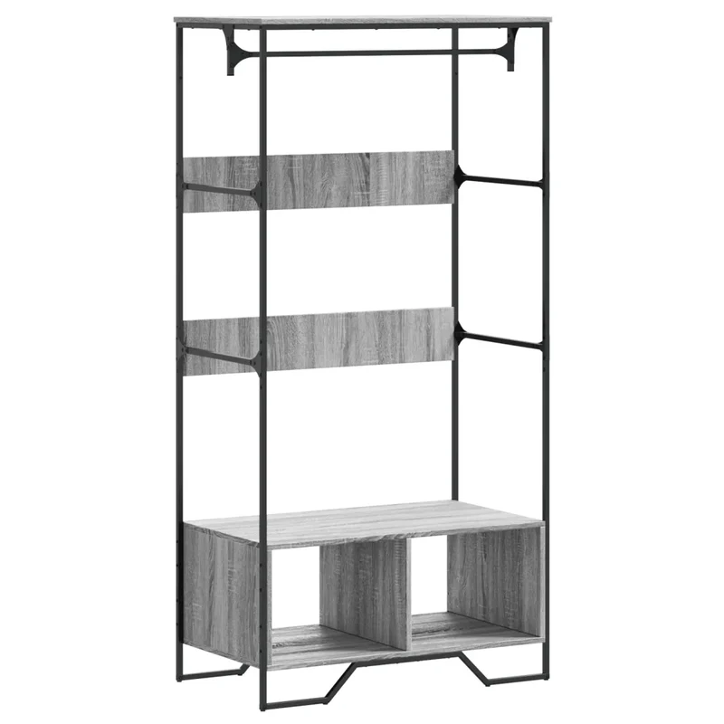 Armoire compacte rangement minimaliste 90 x 50 x 180 cm en bois d'ingénierie gris 02_0049586