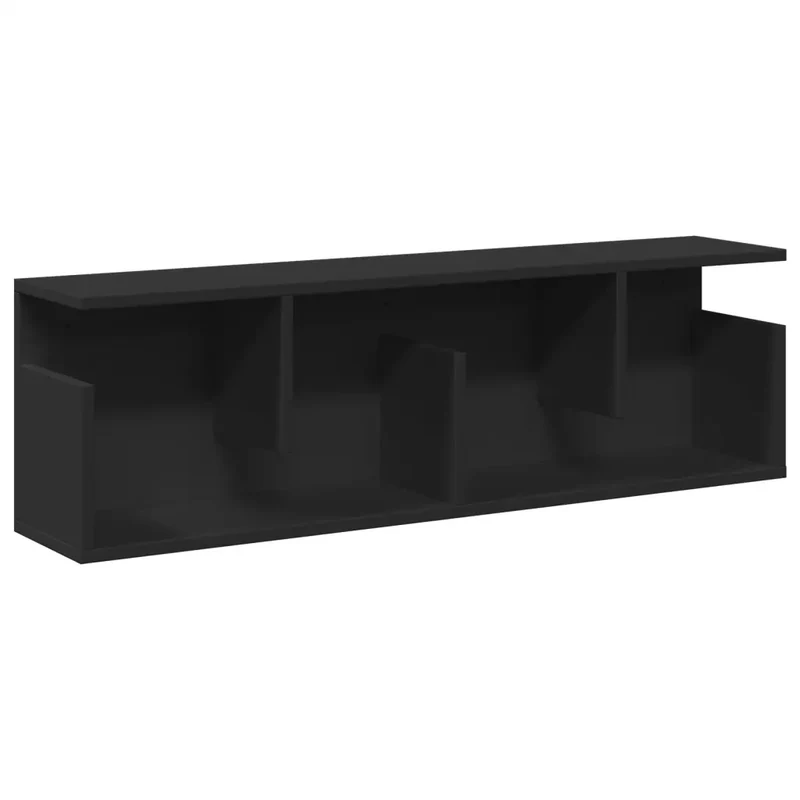 Armoire murale flottante 100 x 20 x 30 cm gain de place pratique moderne en bois d'ingénierie noir 02_0050571