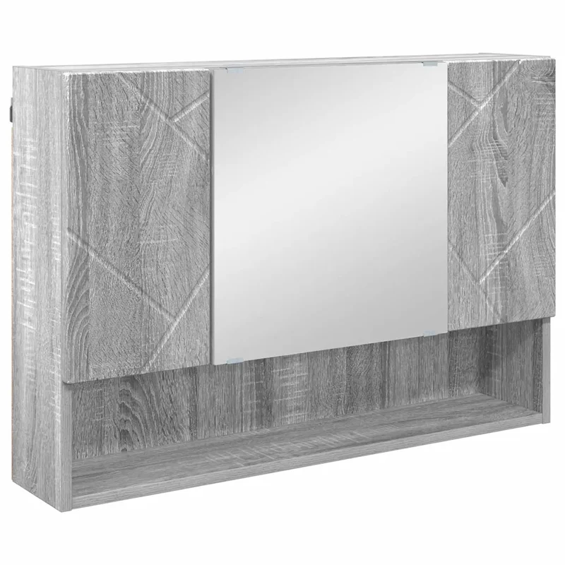 Armoire miroir moderne pratique rangement salle de bain 80 x 17 x 55 cm en bois d'ingénierie gris sonoma 02_0052863