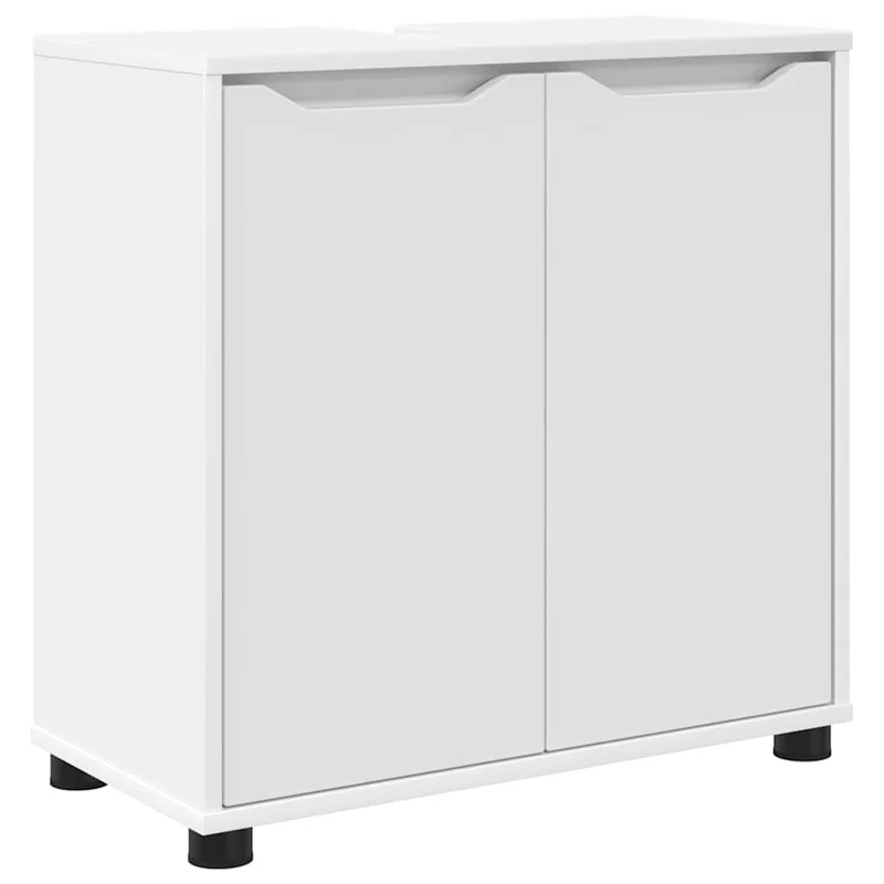 Armoire de lavabo moderne avec 2 étagères ajustables 60 x 30 x 60 cm en bois d'ingénierie blanc 02_0054571