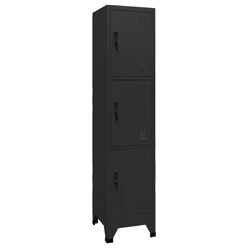 Armoire à casiers moderne 38 x 45 x 180 cm avec portes verrouillables en acier noir 02_0046997