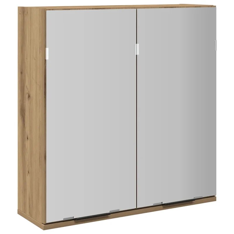 Armoire à miroir moderne salle de bain 64 x 20 x 66 cm avec grand espace de rangement en bois chêne artisanal 02_0050981