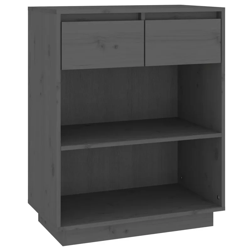 Armoire console rustique design moderne rangement salon bureau 60 x 34 x 75 cm en bois de pin gris 02_0048116