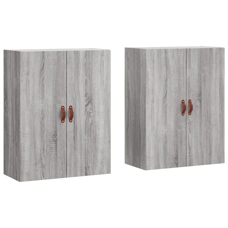 Lot de 2 armoires murales design pratique rangement 69,5 x 34 x 90 cm en bois d'ingénierie sonoma gris 02_0055347