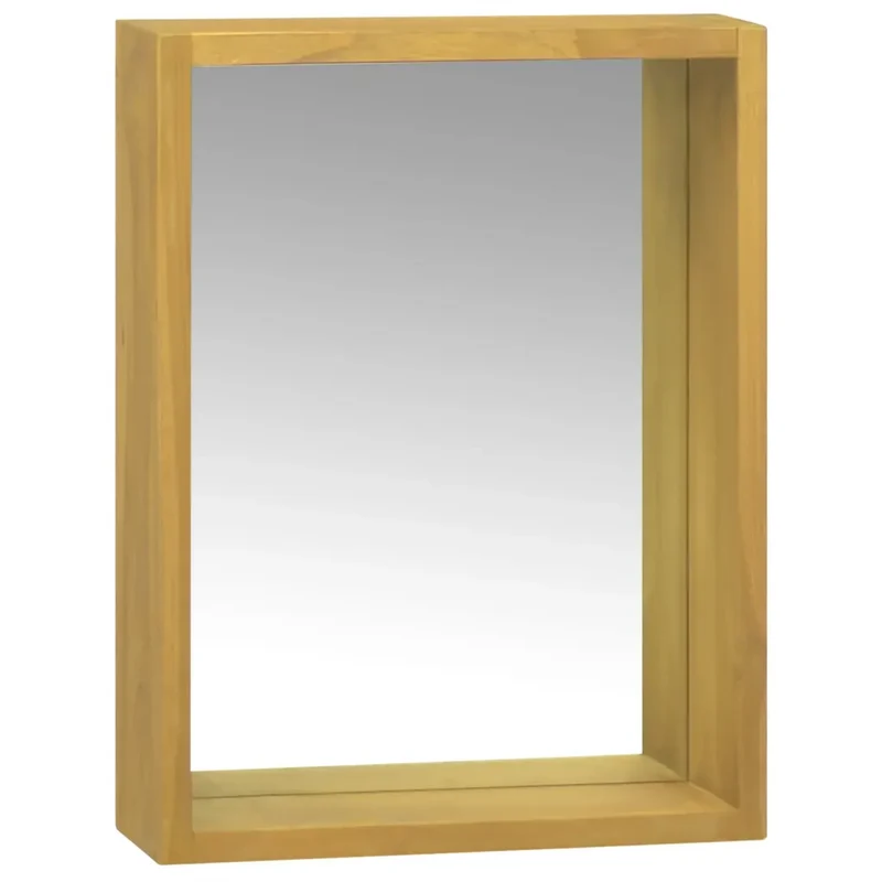 Armoire à miroir à étagère ouverte design moderne murale 30 x 10 x 40 cm en bois de teck naturel 02_0046965