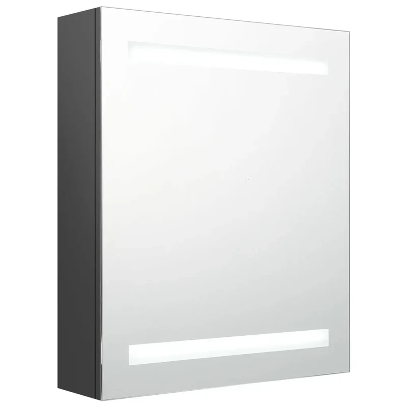 Armoire à miroir LED contemporaine salle de bain 50 x 14 x 60 cm avec rangement pratique en MDF gris 02_0046736