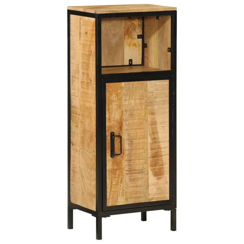 Armoire de salle de bain 40 x 27 x 90 cm grand rangement en bois massif manguier style contemporain 02_0047350