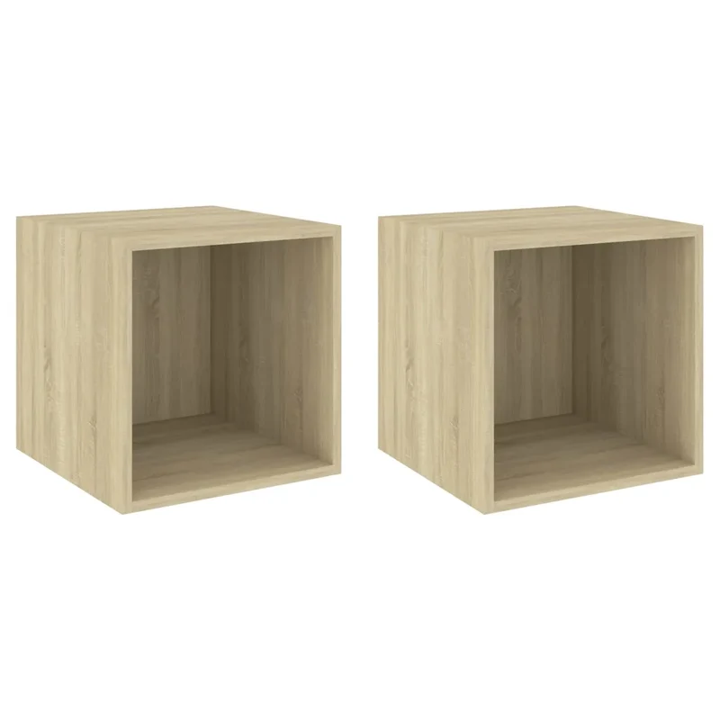 Lot de 2 armoires murales décoratives pratiques 37 x 37 x 37 cm en bois d'ingénierie chêne sonoma 02_0047847
