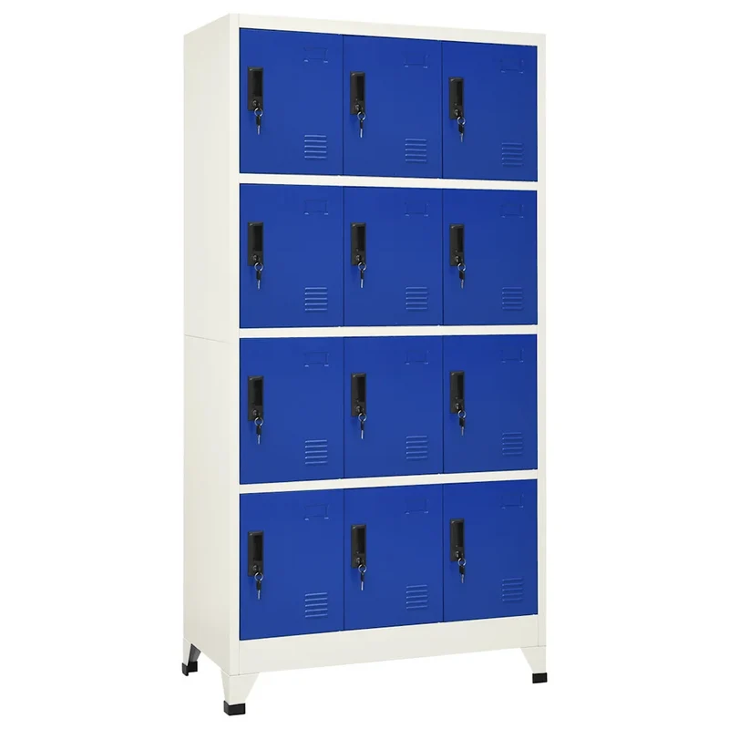 Armoire à casiers moderne pour bureau 90 x 45 x 180 cm avec porte étiquette design en acier gris 02_0047029