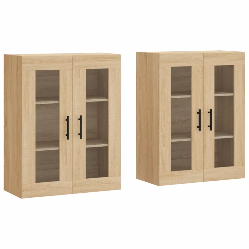 Lot de 2 armoires murales pratiques rangement élégant 69,5 x 34 x 90 cm en bois d'ingénierie chêne sonoma 02_0055447