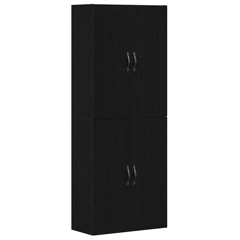 Lot de 2 armoires murales modernes avec 4 portes rangement 69,5 x 34 x 90 cm en bois d'ingénierie chêne noir 02_0055910