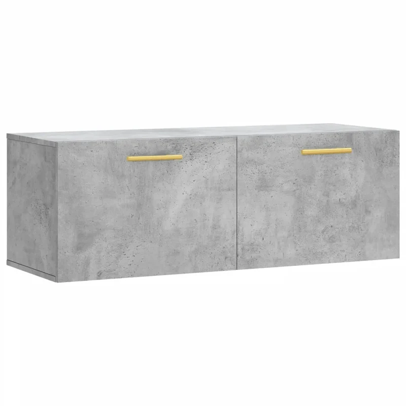 Armoire murale pratique rangement décorative 100 x 36,5 x 35 cm en bois d'ingénierie gris béton 02_0048880