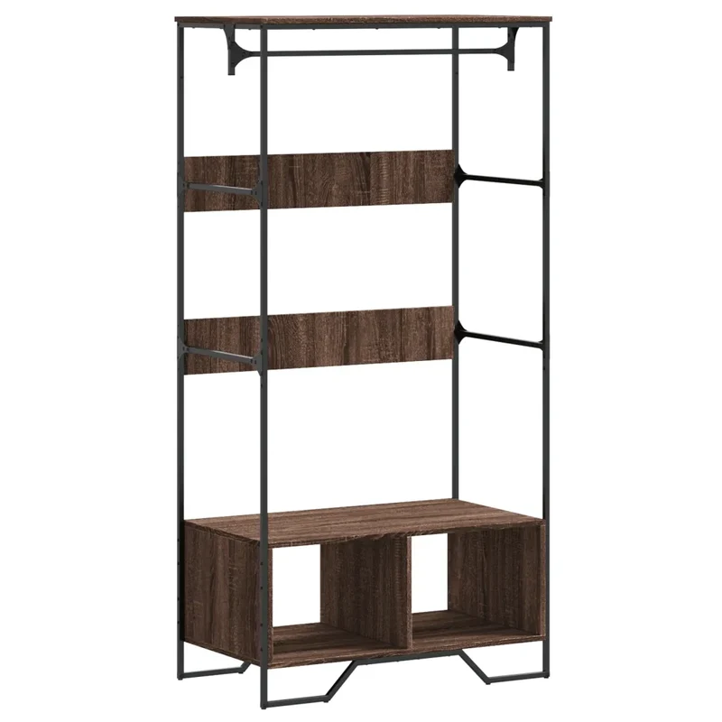 Armoire élégante minimaliste de rangement 90 x 50 x 180 cm en bois d'ingénierie chêne marron 02_0049587