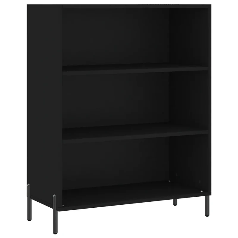 Armoire à étagères moderne 69,5 x 32,5 x 90 cm avec pieds en métal et grand espace de rangement en bois noir 02_0048558