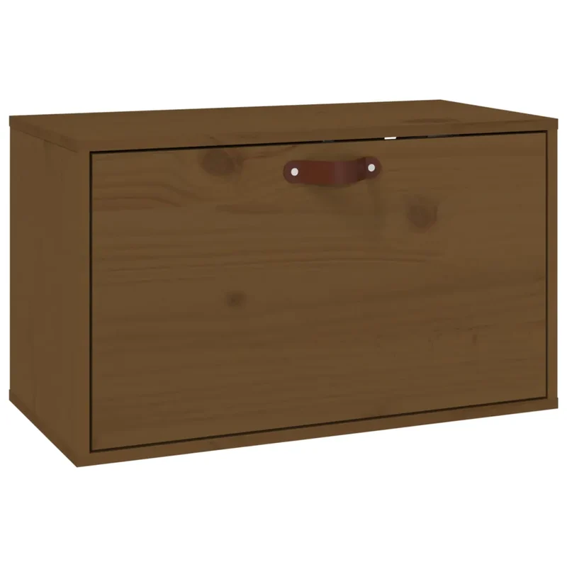 Armoire murale en bois de pin massif style rustique rangement mural 60 x 30 x 35 cm en bois marron miel 02_0048359