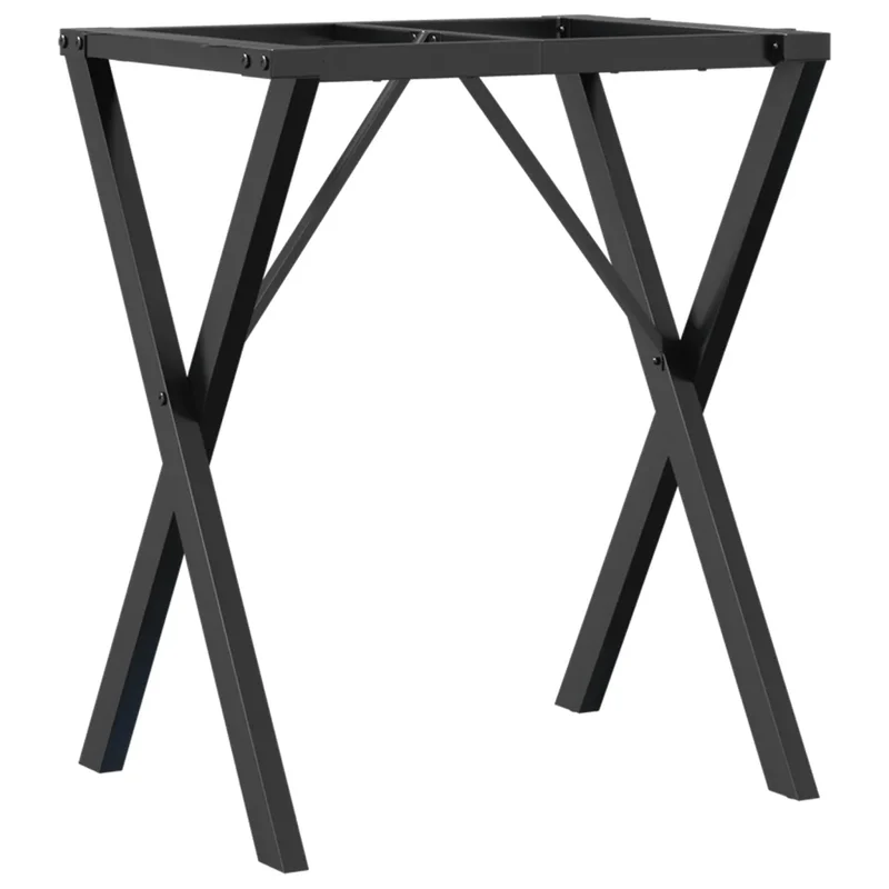 Pieds de table à manger cadre en X 60 x 40 x 73 cm stables et robustes style industriel en acier noir 02_0047242