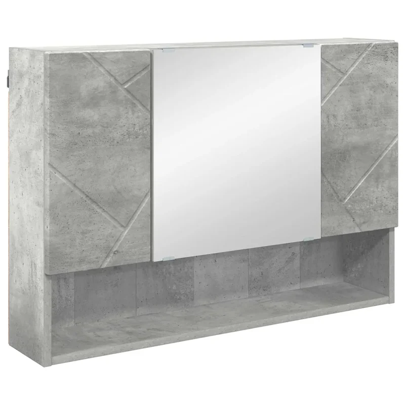 Armoire miroir moderne rangement intérieur 80 x 17 x 55 cm pratique et épuré en bois d'ingénierie gris béton 02_0052860