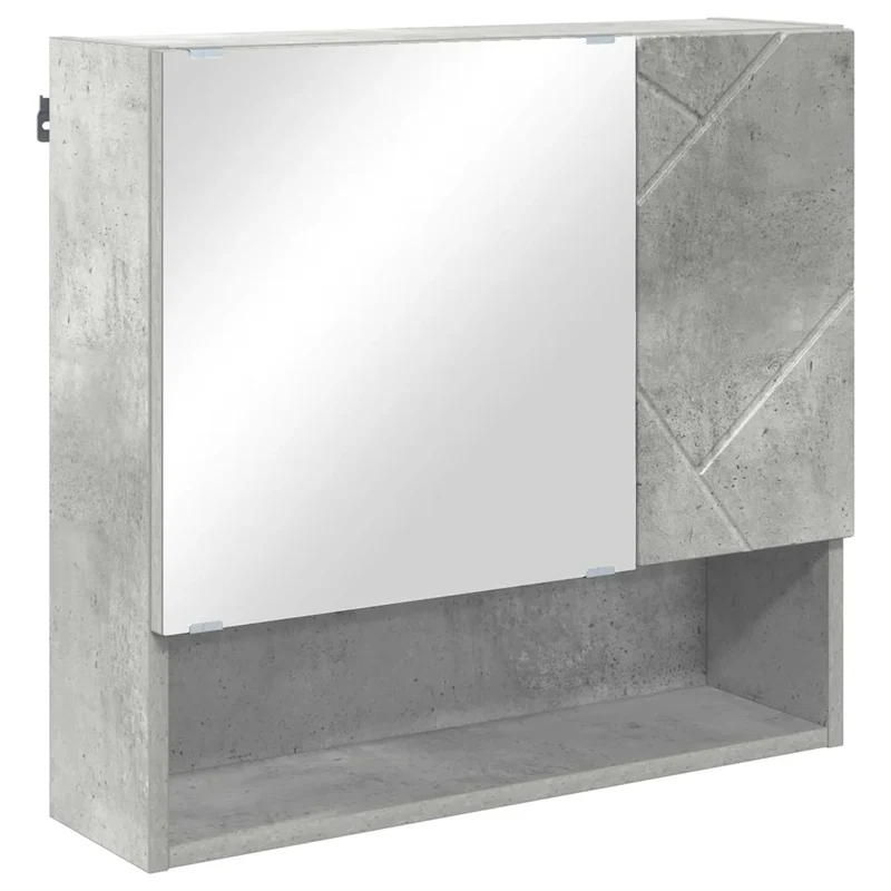 Armoire miroir rectangle moderne gain de place salle de bain 59 x 17 x 55 cm en bois d'ingénierie gris béton 02_0052870