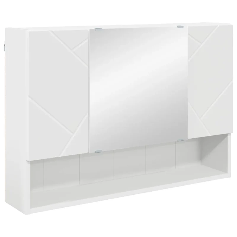 Armoire miroir moderne pratique rangement intérieur 80 x 17 x 55 cm en bois d'ingénierie blanc 02_0052857