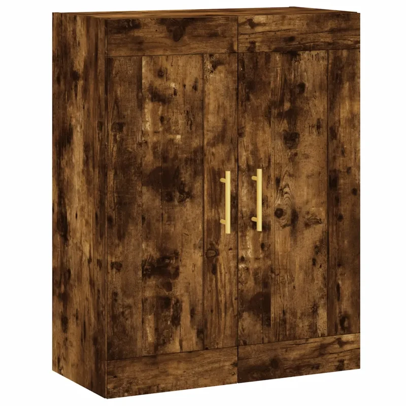 Armoire murale en bois d'ingénierie 69,5 x 34 x 90 cm design élégant espace de rangement en chêne fumé 02_0048905