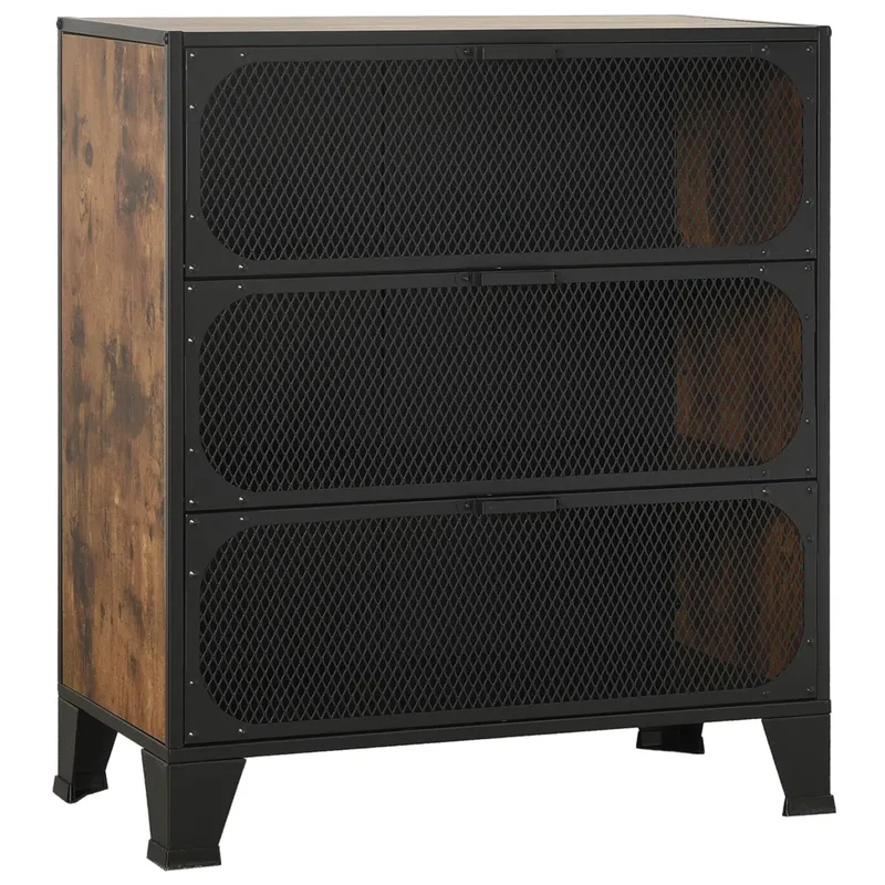 Armoire de rangement industrielle urbaine avec 2 étagères 72 x 36 x 82 cm en métal marron rustique 02_0046800
