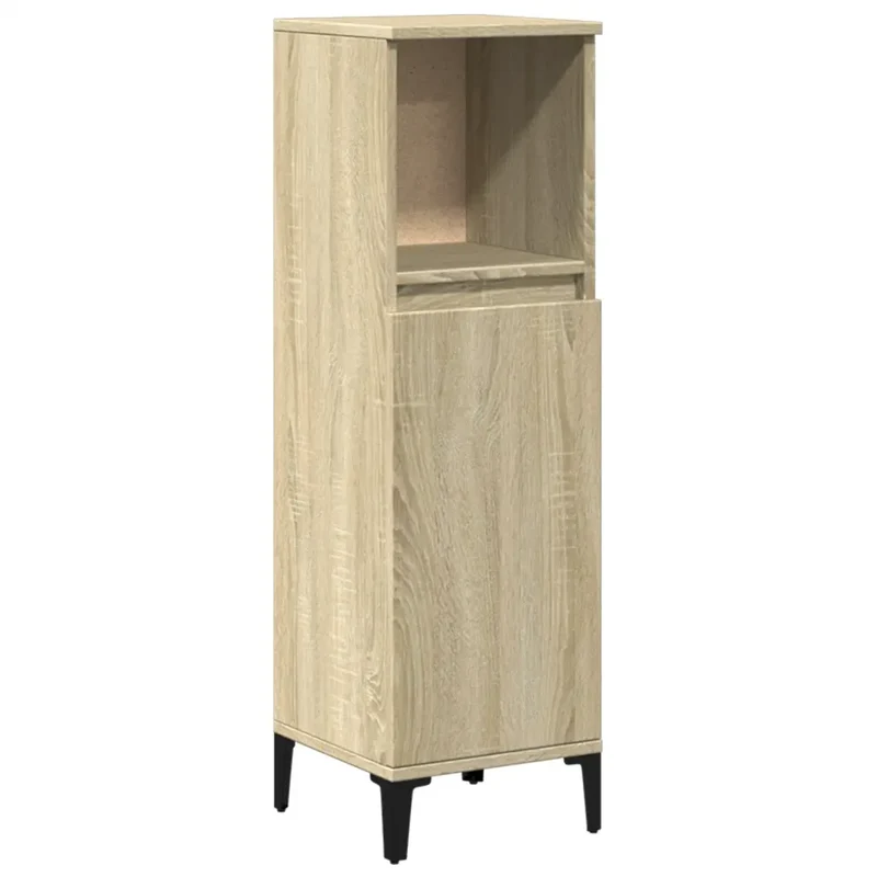 Armoire de salle de bain en bois d'ingénierie 30 x 30 x 100 cm avec pieds métal design chêne sonoma 02_0049505