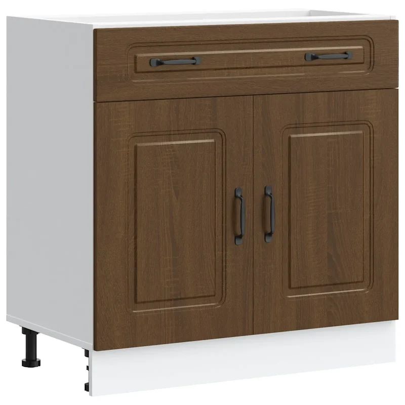 Armoire de cuisine moderne avec portes pratiques 80 x 46 x 81,5 cm en bois d'ingénierie chêne marron 02_0049927