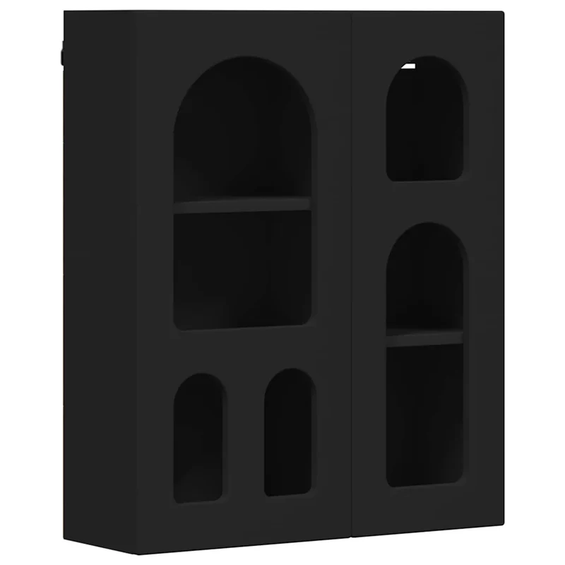 Armoire suspendue moderne rangement salle de bain 59 x 20 x 71 cm grand espace de stockage en bois d'ingénierie noir 02_0054783