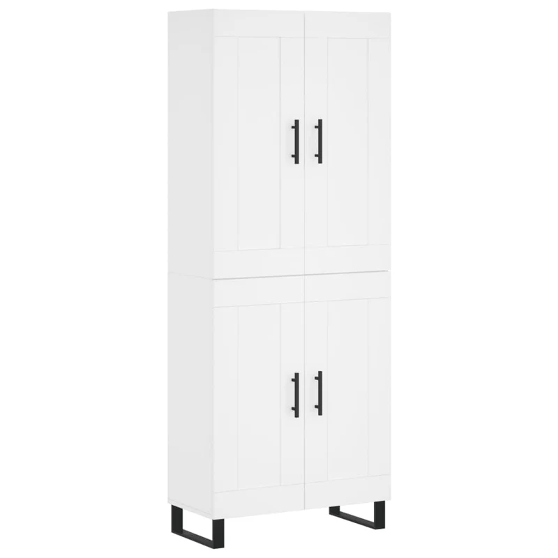 Buffet bahut commode armoire meuble de rangement organisateur cuisine salle de séjour salon haut 69,5 x 34 x 180 cm bois d'ingénierie blanc 02_0032659