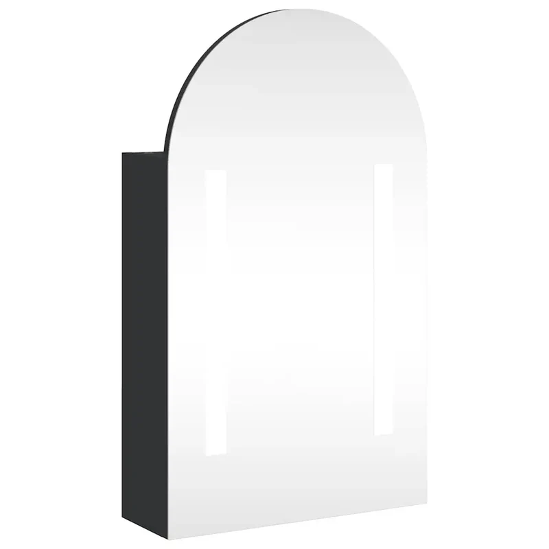 Armoire de bain à miroir LED murale noire 42 x 13 x 70 cm avec étagères réglables design épuré en bois noir 02_0047275
