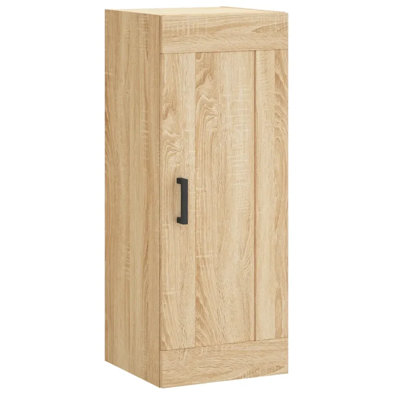 Armoire murale élégante de rangement 34,5 x 34 x 90 cm avec poignée en fer style contemporain en bois d'ingénierie chêne sonoma 02_0048948