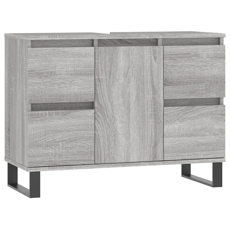 Armoire de salle de bain avec pieds en fer 80 x 33 x 60 cm style industriel finition moderne en bois sonoma gris 02_0049085