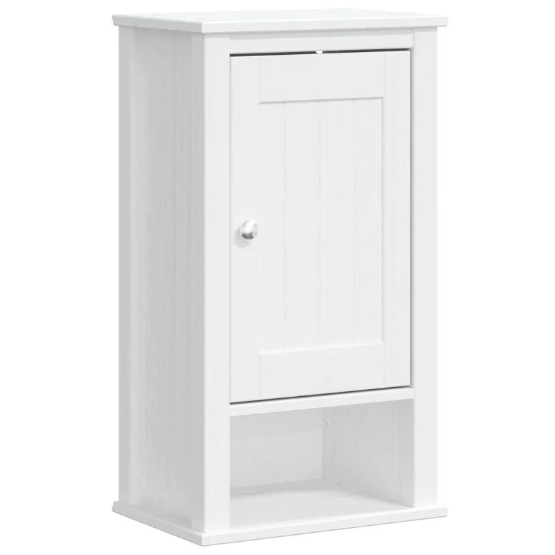 Armoire murale salle de bain 40 x 27 x 71,5 cm grand espace de rangement style rustique en bois de pin blanc 02_0047341