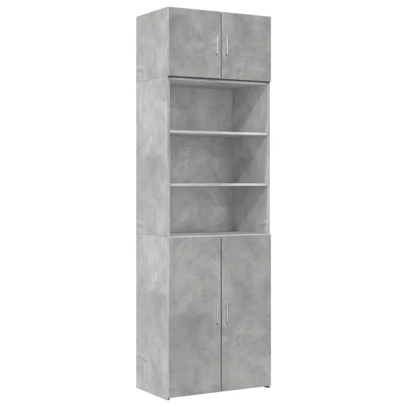 Armoire de rangement haute 70 x 42,5 x 225 cm espace vertical 7 compartiments moderne en bois d'ingénierie gris béton 02_0055573