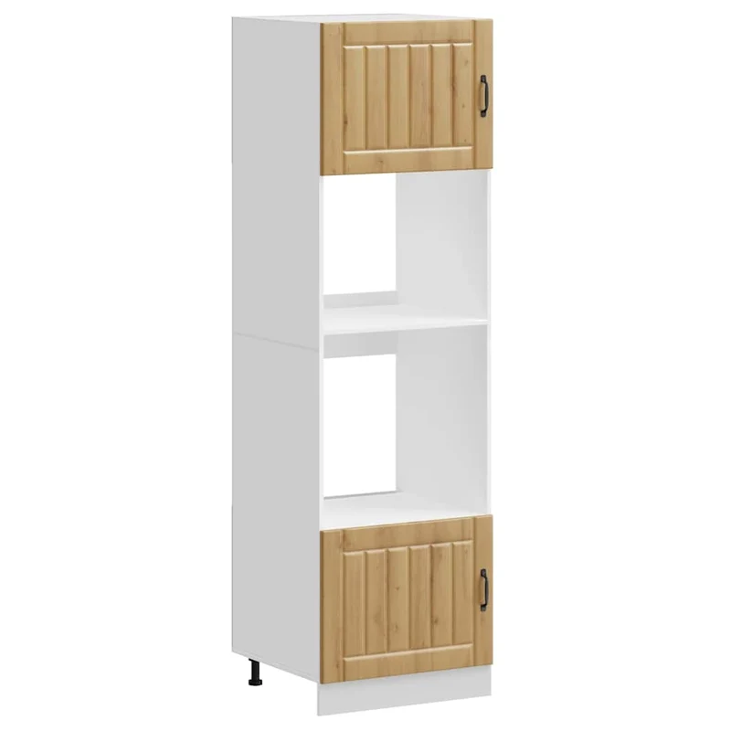 Lot de 2 armoires à four classiques avec pieds réglables 60 x 57 x 207 cm en bois d'ingénierie chêne artisanal 02_0055715