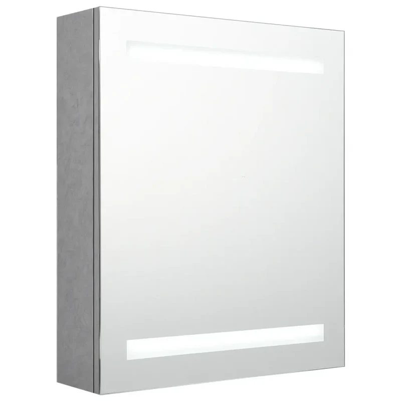 Armoire de salle de bain à miroir LED moderne avec éclairage intérieur 50 x 14 x 60 cm en MDF gris béton 02_0046734