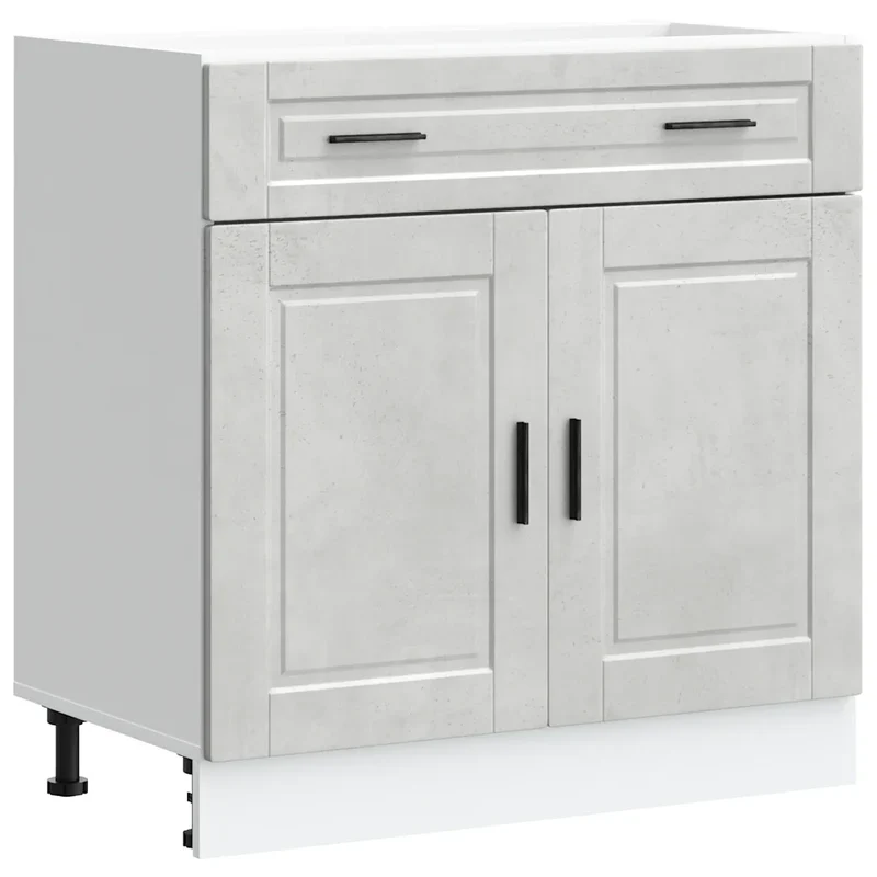 Armoire de cuisine moderne 80 x 46 x 81,5 cm grand espace de rangement pratique en bois d'ingénierie gris béton 02_0050286