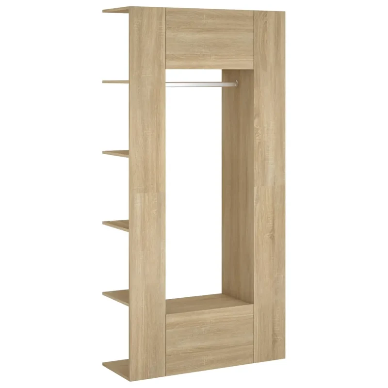 Lot de 2 armoires de couloir murales modernes rangement 97,5 x 37 x 99 cm en bois d'ingénierie chêne sonoma 02_0055133