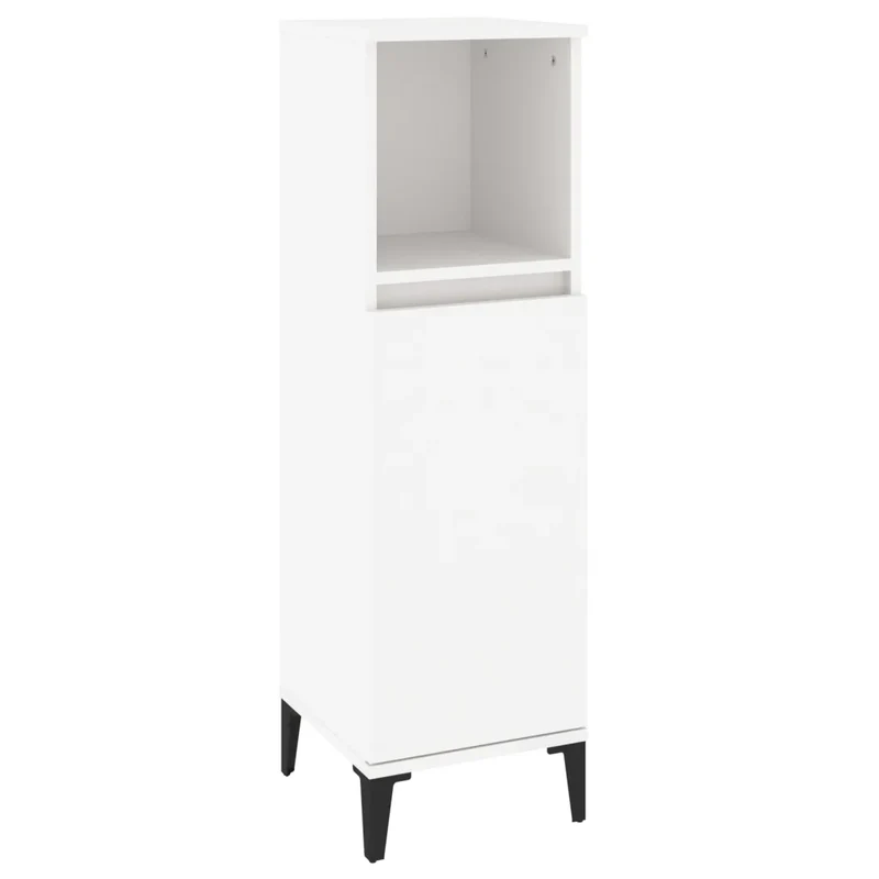 Armoire de salle de bain blanche 30 x 30 x 100 cm meuble de rangement pratique design moderne en bois blanc 02_0048407